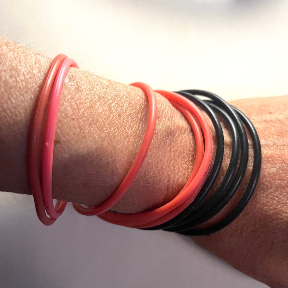 Jelly Bracelets! Pink and Black Bangle Set- FUN!